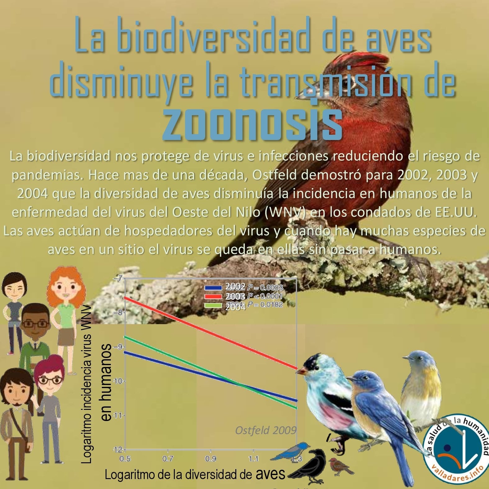 La biodiversidad de aves disminuye la transmisión de zoonosis